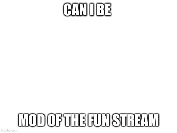 CAN I BE; MOD OF THE FUN STREAM | image tagged in fun | made w/ Imgflip meme maker