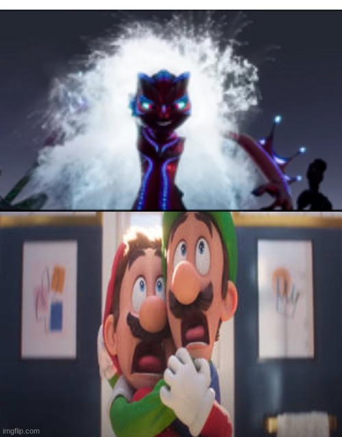 Movie Mario and Luigi are scared of Giant Mermaid Chelsea | image tagged in mario and luigi scared of what | made w/ Imgflip meme maker