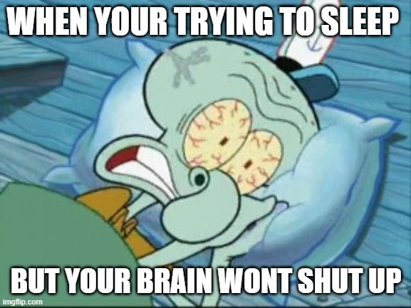 WHEN YOUR TRYING TO SLEEP; BUT YOUR BRAIN WONT SHUT UP | made w/ Imgflip meme maker