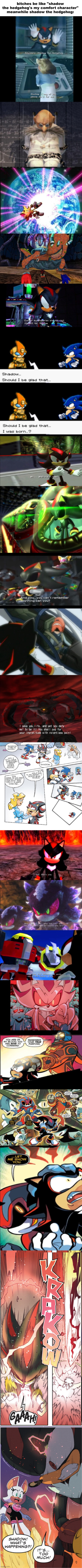 read comments | bitches be like "shadow the hedgehog's my comfort character"
meanwhile shadow the hedgehog: | image tagged in blank white template | made w/ Imgflip meme maker
