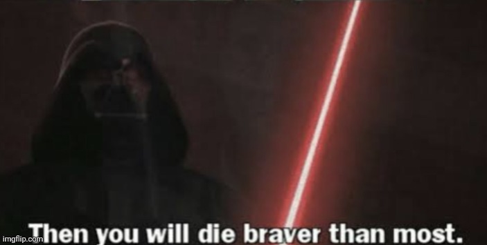 You will die braver than most | image tagged in you will die braver than most | made w/ Imgflip meme maker