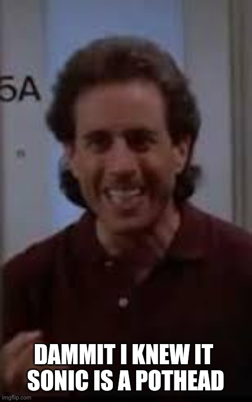 Seinfeld Newman | DAMMIT I KNEW IT 
SONIC IS A POTHEAD | image tagged in seinfeld newman | made w/ Imgflip meme maker