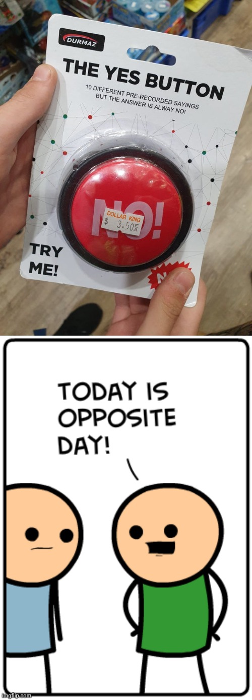 The no button | image tagged in today is opposite day,yes,no,you had one job,memes,button | made w/ Imgflip meme maker