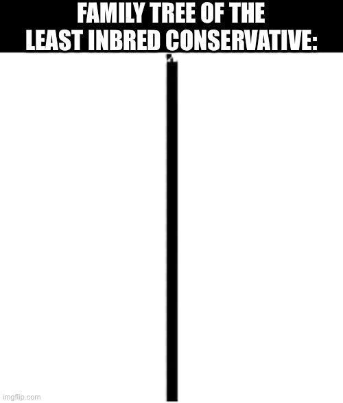 To be MAGA your family tree has to be a straight line. | FAMILY TREE OF THE LEAST INBRED CONSERVATIVE: | image tagged in vertical line | made w/ Imgflip meme maker