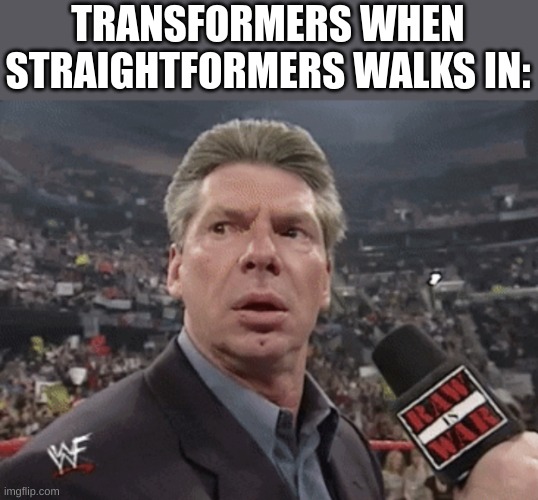 i realized this today | TRANSFORMERS WHEN STRAIGHTFORMERS WALKS IN: | image tagged in transformers,straightmakers,theres a bee in my room,a nest of spiders ate me | made w/ Imgflip meme maker