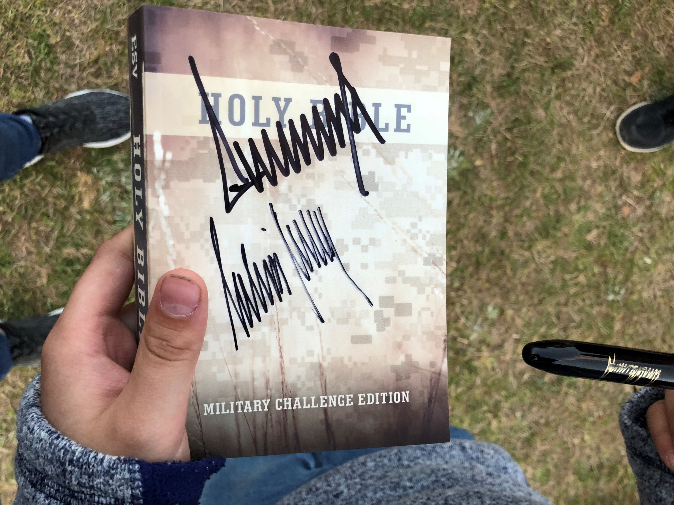 High Quality "Military Challenge Edition" bible signed by donald trump Blank Meme Template