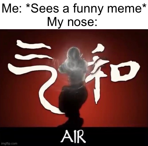 First post in a while | Me: *Sees a funny meme*
My nose: | image tagged in funny,relatable | made w/ Imgflip meme maker