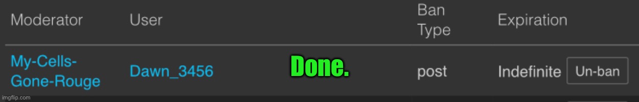 Done. | made w/ Imgflip meme maker
