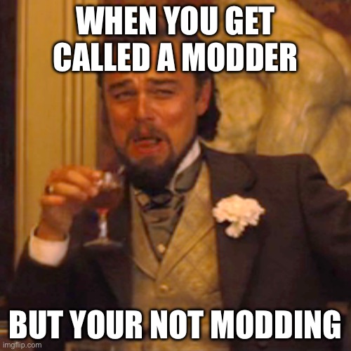 Laughing Leo | WHEN YOU GET CALLED A MODDER; BUT YOUR NOT MODDING | image tagged in memes,laughing leo | made w/ Imgflip meme maker