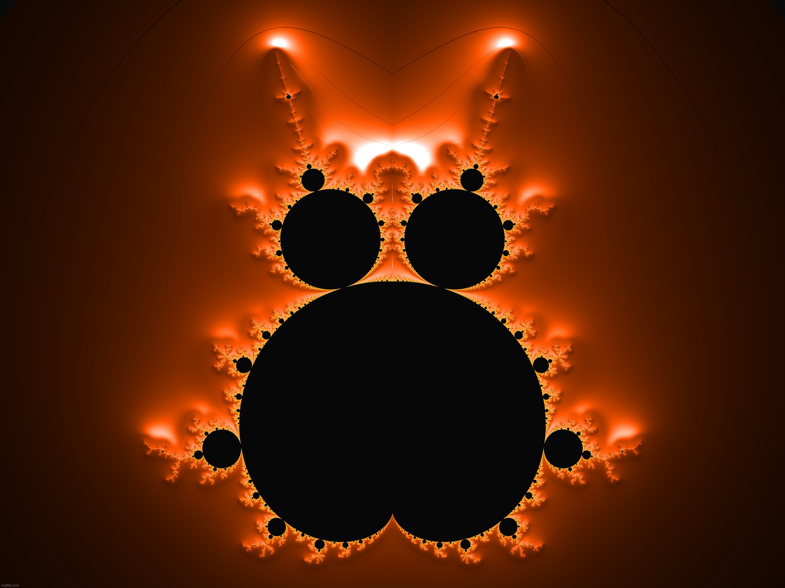 "Peterson's Two-Headed Mandelbrot" - a miscellaneous fractal QHD render | made w/ Imgflip meme maker