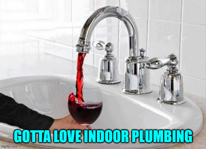 Got to talk to that plumber... the red was supposed to be on the left... | GOTTA LOVE INDOOR PLUMBING | image tagged in modern,plumbing | made w/ Imgflip meme maker