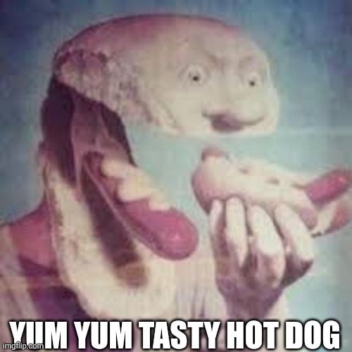 Hot dog man | YUM YUM TASTY HOT DOG | image tagged in you have read the tags,hot dog man comes for you now | made w/ Imgflip meme maker