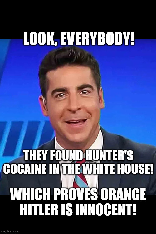 Dumbasses gonna dumbass! | LOOK, EVERYBODY! THEY FOUND HUNTER'S COCAINE IN THE WHITE HOUSE! WHICH PROVES ORANGE HITLER IS INNOCENT! | image tagged in dumbass catchin' flies | made w/ Imgflip meme maker