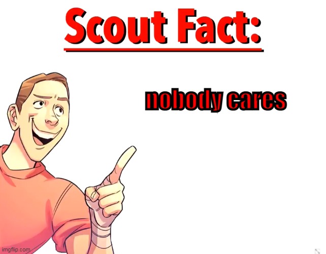 Scout Fact | nobody cares | image tagged in scout fact | made w/ Imgflip meme maker