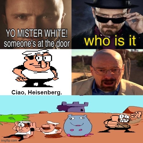 i drew heisenberg in the style of peppino back in april I think | made w/ Imgflip meme maker