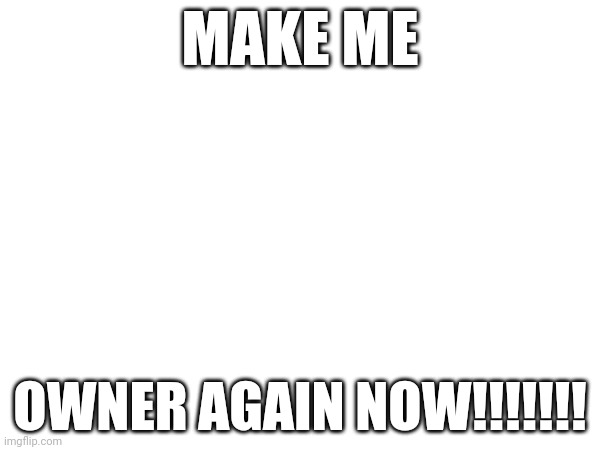 MAKE ME; OWNER AGAIN NOW!!!!!!! | made w/ Imgflip meme maker