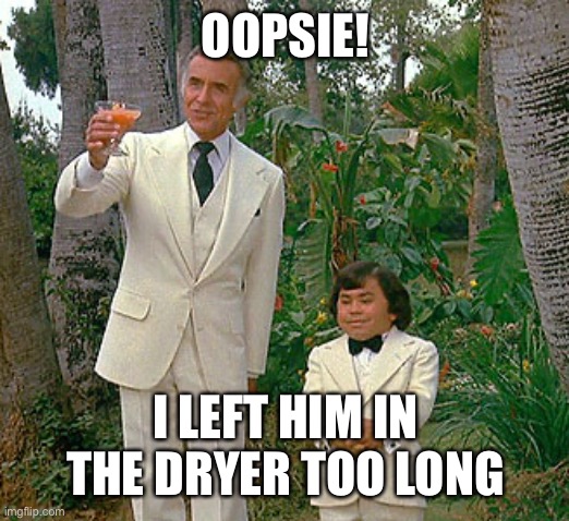 Fantasy Island | OOPSIE! I LEFT HIM IN THE DRYER TOO LONG | image tagged in fantasy island | made w/ Imgflip meme maker