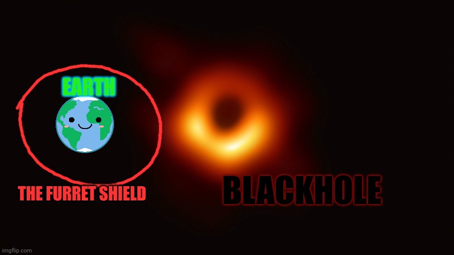 Black Hole First Pic | THE FURRET SHIELD EARTH BLACKHOLE | image tagged in black hole first pic | made w/ Imgflip meme maker