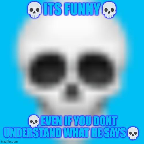 Skull emoji | ?ITS FUNNY? ?EVEN IF YOU DONT UNDERSTAND WHAT HE SAYS? | image tagged in skull emoji | made w/ Imgflip meme maker