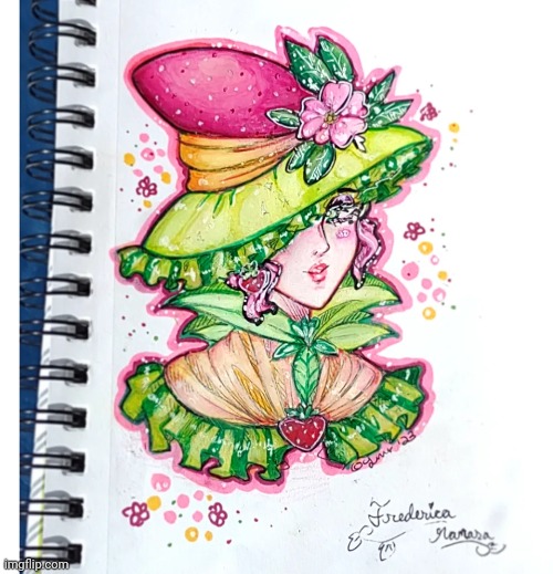 Strawberry witch | image tagged in oc,original character,drawing,art,artwork,cute | made w/ Imgflip meme maker