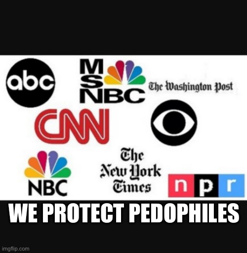 Pedo protection rackets | WE PROTECT PEDOPHILES | image tagged in media lies | made w/ Imgflip meme maker