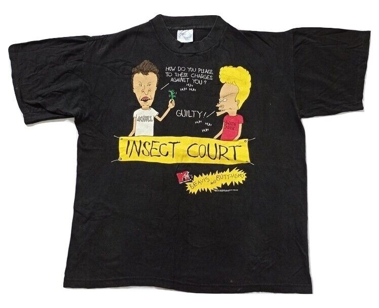 High Quality Vintage 93 MTV Beavis and Butt-head Insect Court T Shirt Blank Meme Template