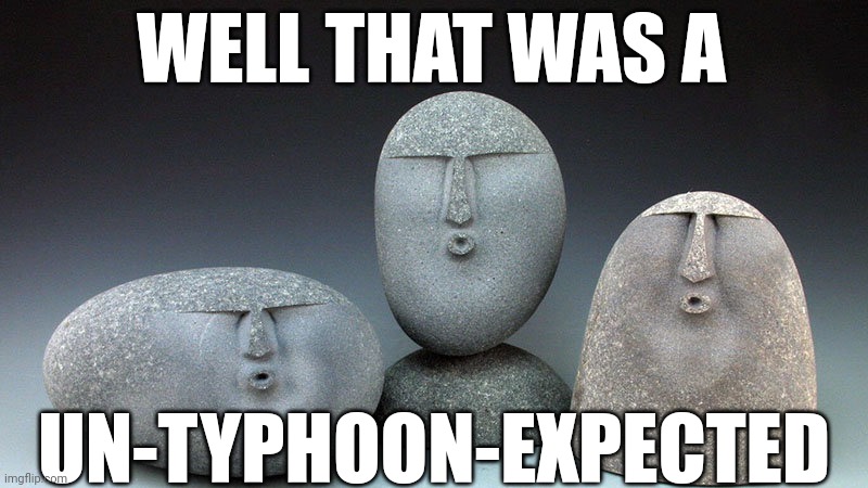 Oof Stones | WELL THAT WAS A UN-TYPHOON-EXPECTED | image tagged in oof stones | made w/ Imgflip meme maker