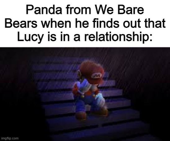 Who else watches We Bare Bears? | Panda from We Bare Bears when he finds out that Lucy is in a relationship: | image tagged in sad mario | made w/ Imgflip meme maker