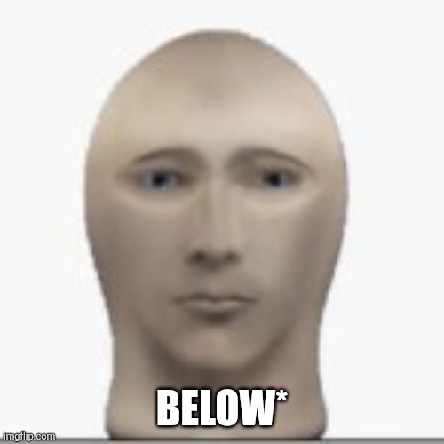 Front facing meme man | BELOW* | image tagged in front facing meme man | made w/ Imgflip meme maker