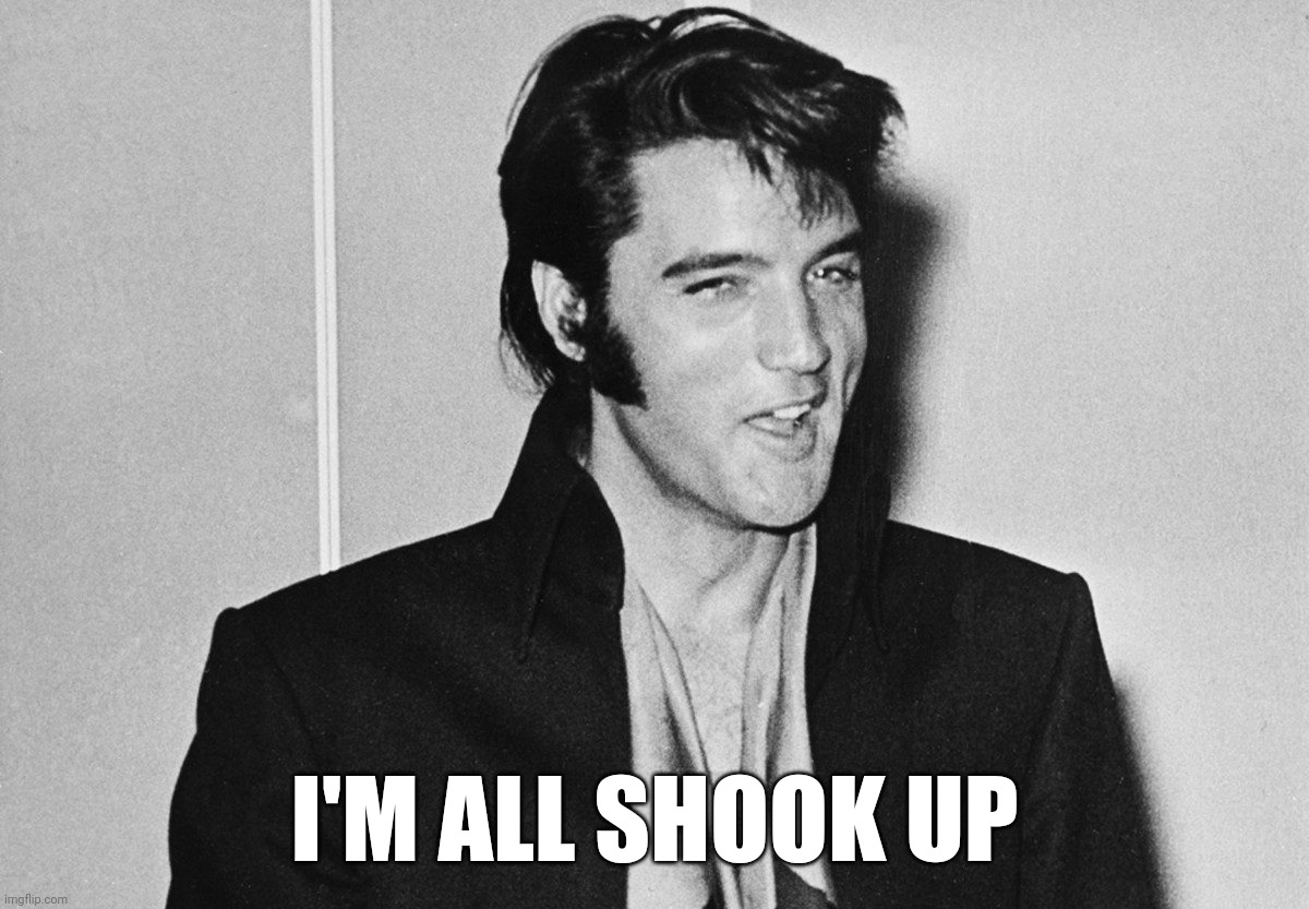 Elvis | I'M ALL SHOOK UP | image tagged in elvis | made w/ Imgflip meme maker