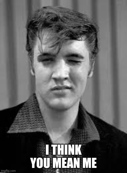 Elvis | I THINK YOU MEAN ME | image tagged in elvis | made w/ Imgflip meme maker