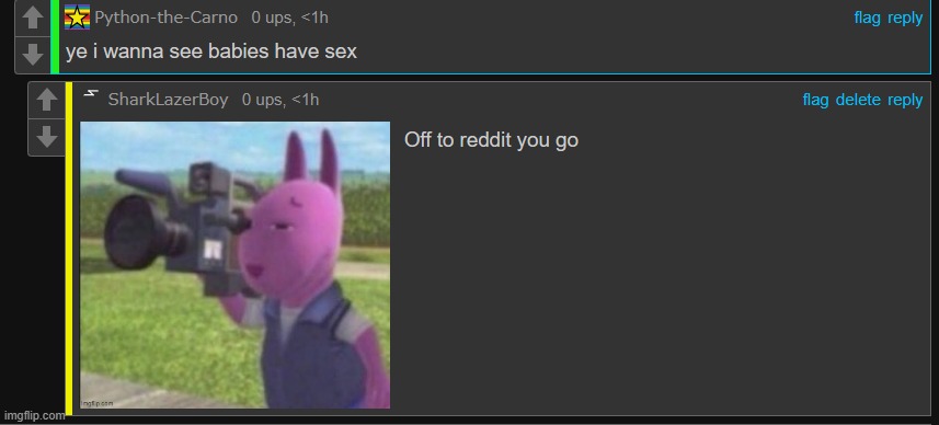 Off to reddit he goes | image tagged in spongebob my eyes | made w/ Imgflip meme maker