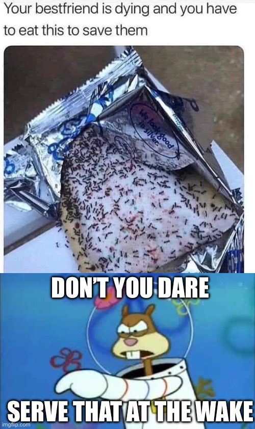 Friendship 2 | DON’T YOU DARE; SERVE THAT AT THE WAKE | image tagged in don't you dare,friendship,eating | made w/ Imgflip meme maker