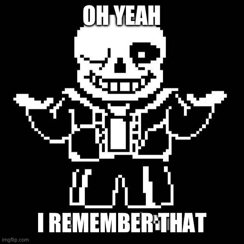 sans undertale | OH YEAH I REMEMBER THAT | image tagged in sans undertale | made w/ Imgflip meme maker