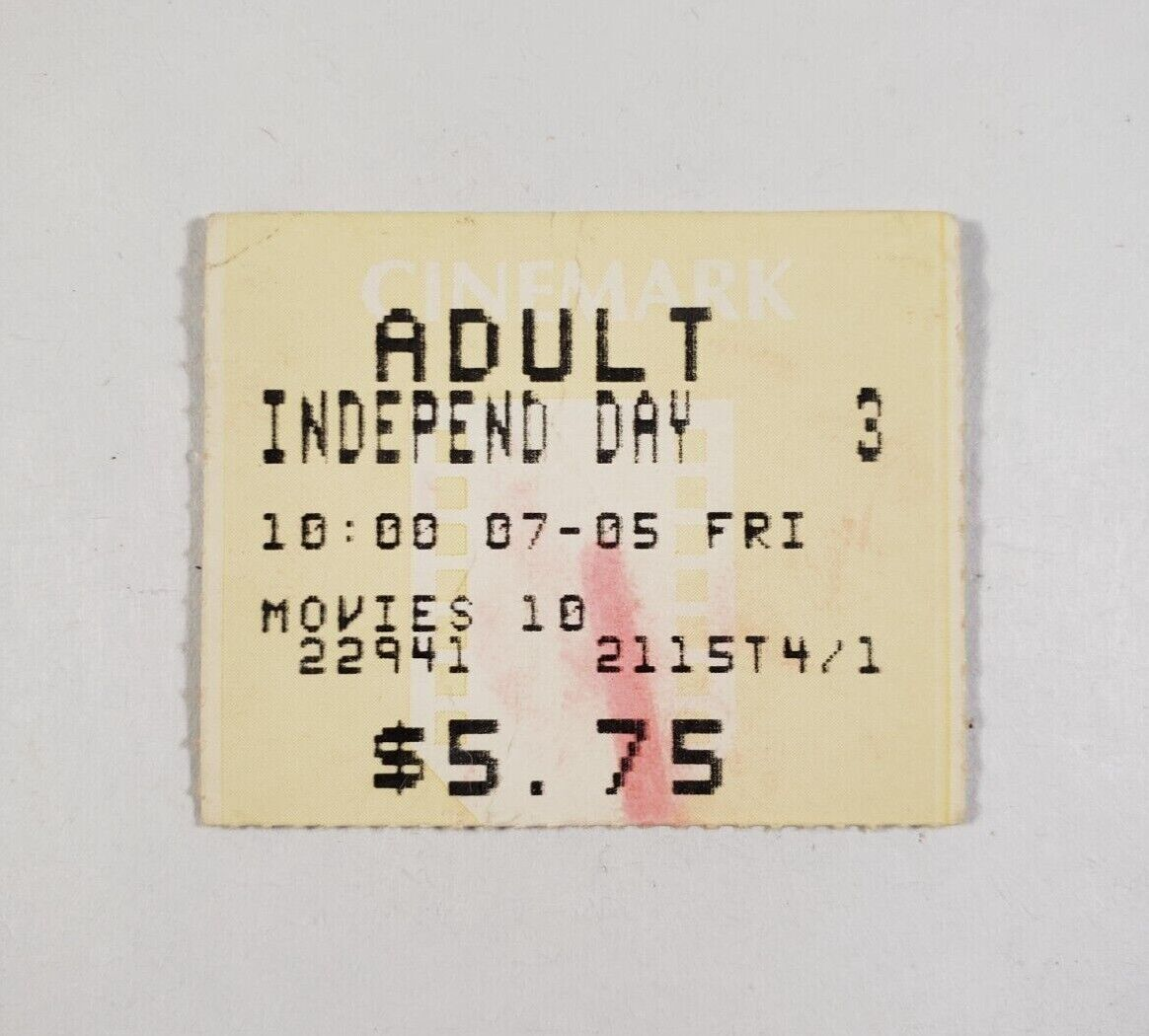 Vintage Independence Day Movie Ticket Stub Cinemark Movies 10 - Blank Meme Template