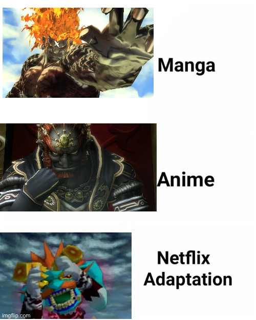 Malladus is the diet version of Demise and his hatred personified (Ganon) | image tagged in manga anime netflix adaption | made w/ Imgflip meme maker