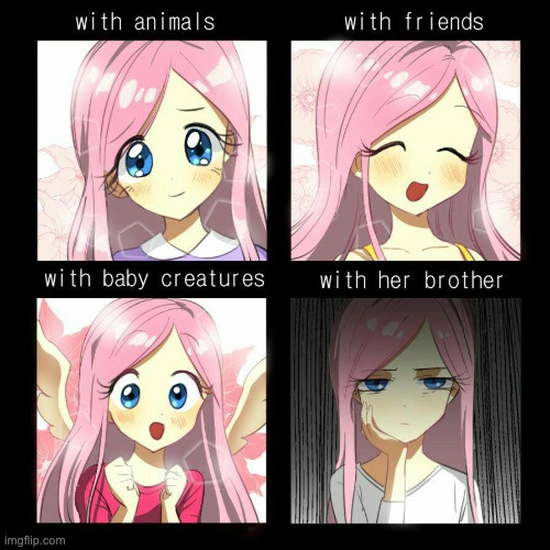 The four moods of Fluttershy | image tagged in memes,my little pony,fluttershy | made w/ Imgflip meme maker
