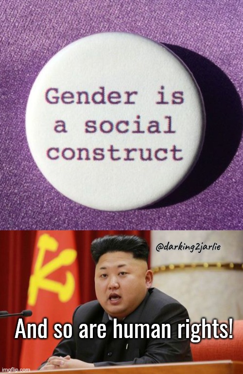 Abolish Human Rights! | @darking2jarlie; And so are human rights! | image tagged in kim jong un,gender,gender identity,gender equality,human rights,liberal logic | made w/ Imgflip meme maker