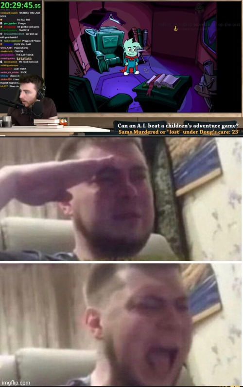 Rip Sam 24 | image tagged in crying salute | made w/ Imgflip meme maker
