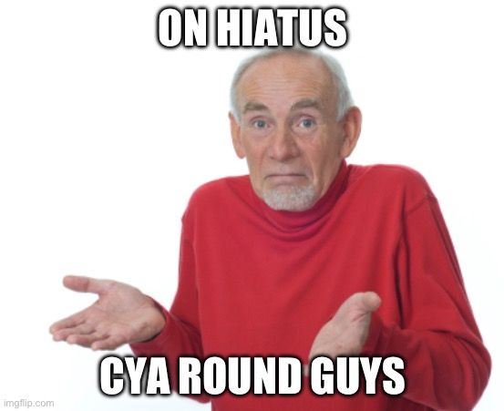 Bye | ON HIATUS; CYA ROUND GUYS | image tagged in guess i'll die,goodbye,today was a good day,adios,bye bye,why are you reading the tags | made w/ Imgflip meme maker