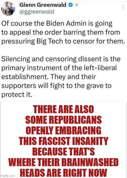 Censorship... it's what fascists love... | THERE ARE ALSO SOME REPUBLICANS OPENLY EMBRACING THIS FASCIST INSANITY BECAUSE THAT'S WHERE THEIR BRAINWASHED HEADS ARE RIGHT NOW | image tagged in censorship,liberals,rino,love | made w/ Imgflip meme maker