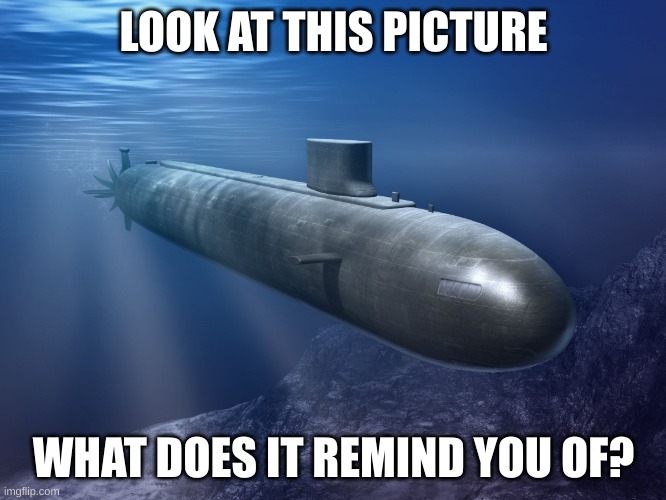 Titan be like | LOOK AT THIS PICTURE; WHAT DOES IT REMIND YOU OF? | image tagged in submarine | made w/ Imgflip meme maker