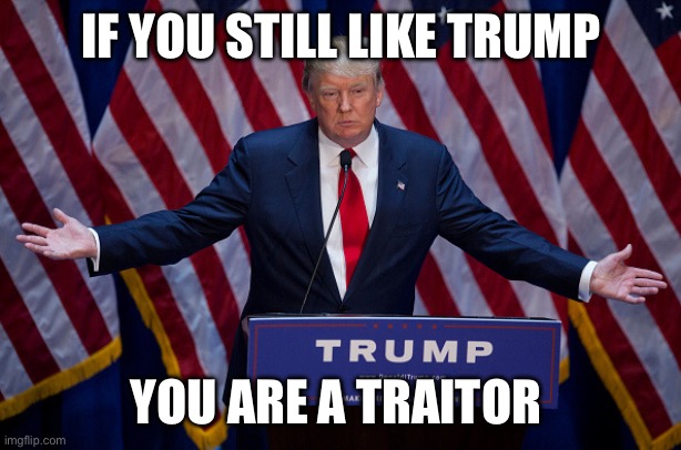 Donald Trump | IF YOU STILL LIKE TRUMP; YOU ARE A TRAITOR | image tagged in donald trump | made w/ Imgflip meme maker