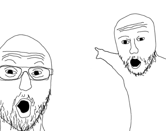 two soyjaks pointing Blank Meme Template