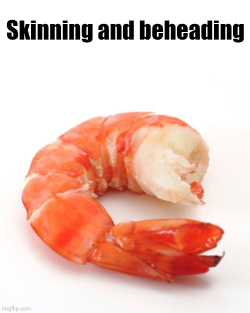 Shrimp No Head | Skinning and beheading | image tagged in shrimp no head | made w/ Imgflip meme maker