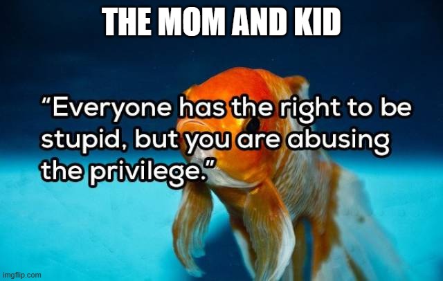 stupid | THE MOM AND KID | image tagged in stupid | made w/ Imgflip meme maker