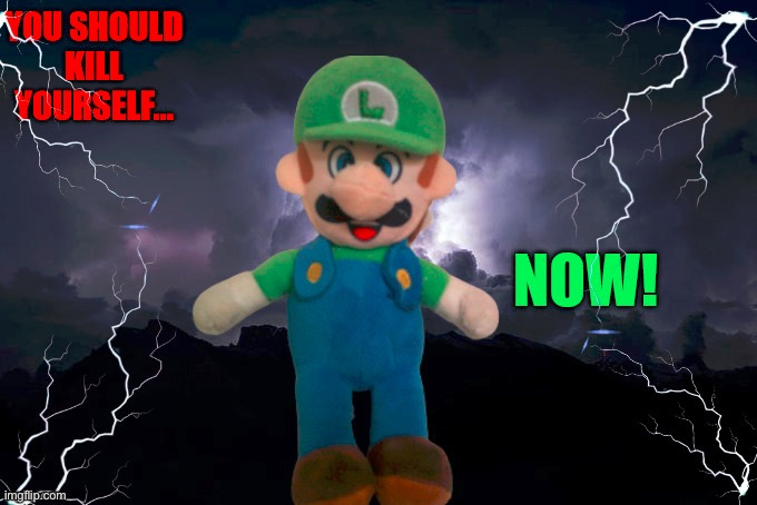 Luigi- You should KYS NOW! | image tagged in luigi- you should kys now | made w/ Imgflip meme maker
