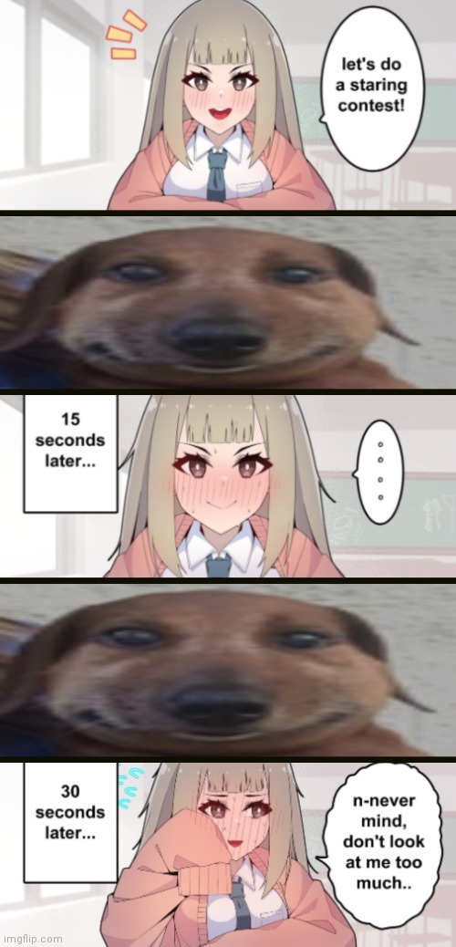 :) | image tagged in let's do a staring contest | made w/ Imgflip meme maker