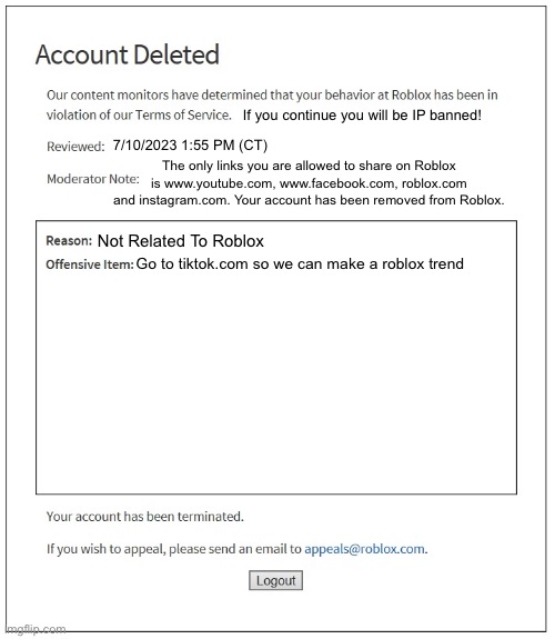 Roblox moderation in reality - Imgflip