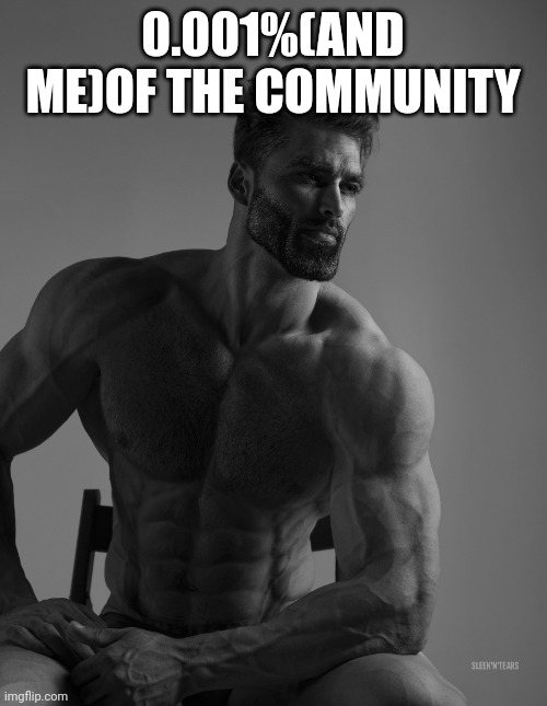 Giga Chad | 0.001%(AND ME)OF THE COMMUNITY | image tagged in giga chad | made w/ Imgflip meme maker